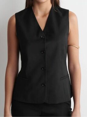 NEW COS Black Tailored Sleeveless Vest - 6